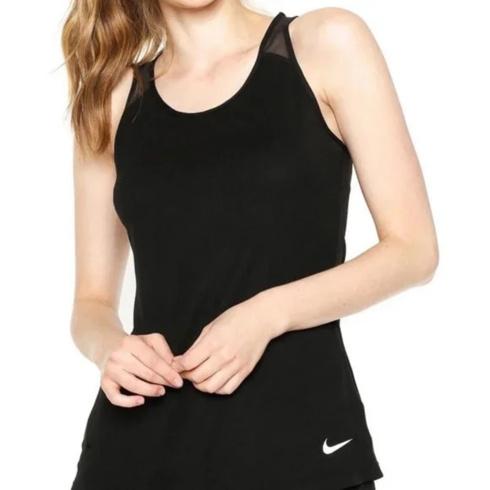 Nike Women's Semi-Sheer Black Athletic Tank Top Ribbed Styled - Size XS